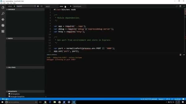 Debugging Node.js with Visual Studio Code