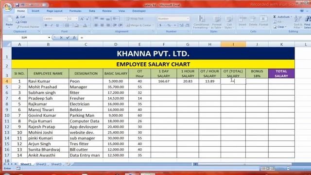 Microshoft Excel Me Salary Sheet Kaise Banaye | SAlary Sheet In Excel 2022 смотреть онлайн