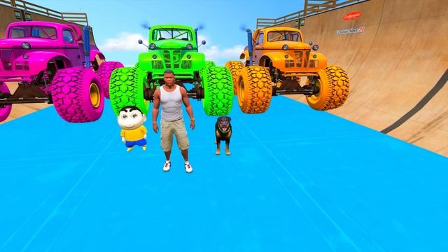 SHINCHAN AND FRANKLIN TRIED THE CRAZY LONG LOOP MEGA RAMP JUMP CHALLENGE BY CARS BIKES TRUCKS GTA 5 смотреть онлайн