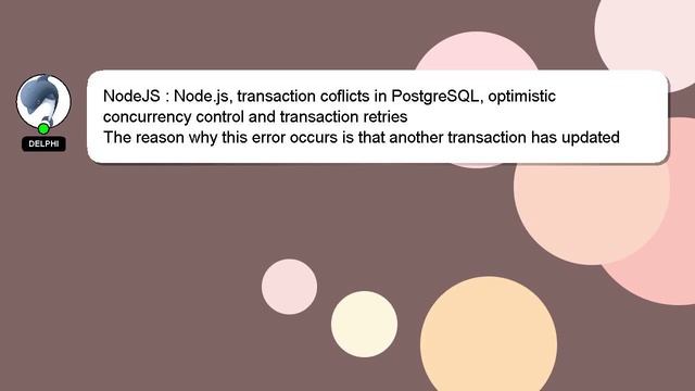 NodeJS : Node.js, transaction coflicts in PostgreSQL, optimistic concurrency control and transactio смотреть онлайн
