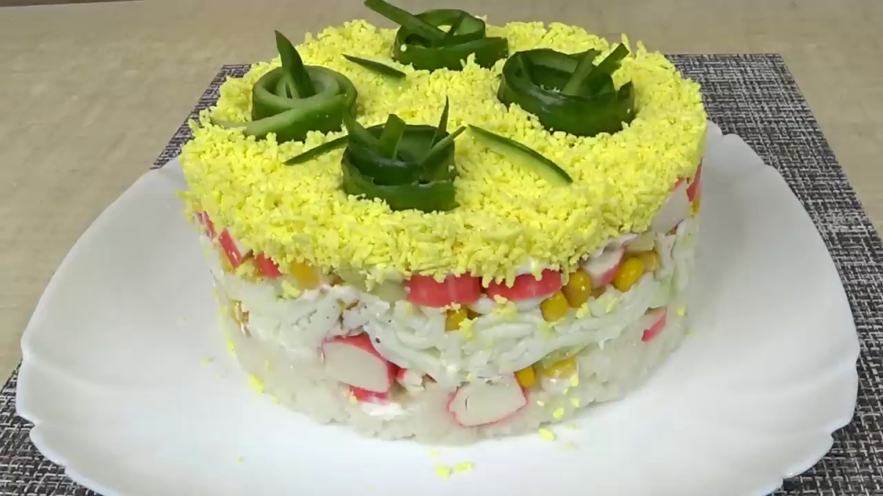 Салат КРАБОВЫЙ за копейки, из 4 х ингредиентов ! Салат с крабовыми палочками и рисом! смотреть онлайн