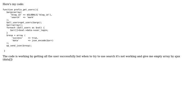 Wordpress: get users search not working with array смотреть онлайн