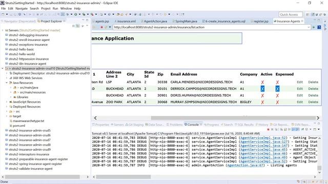 33. Delete Insurance Agents with Spring JDBC Template - Getting Started with Struts 2 смотреть онлайн