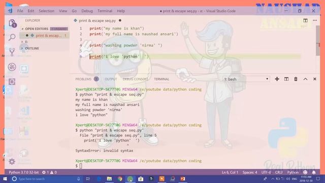 Chapter 1 Print & Escape Sequence in Python смотреть онлайн