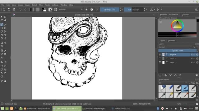 octoskull sketch timelapse video with krita смотреть онлайн