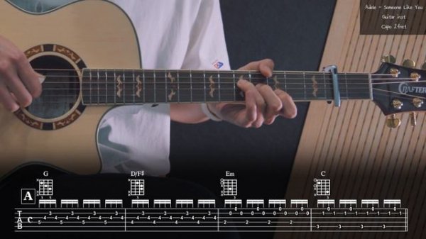 Adele - Someone Like You Guitar Play TAB Chords inst MR 기타 연주 악보 코드 반주 기타MR