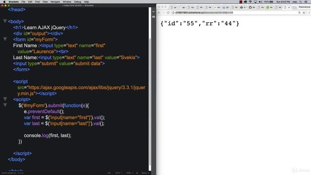 JSON+AJAX+API 0508 jQuery Post example смотреть онлайн