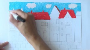 Как нарисовать город мелками ArtBerry how to draw a town for kids | Art School
