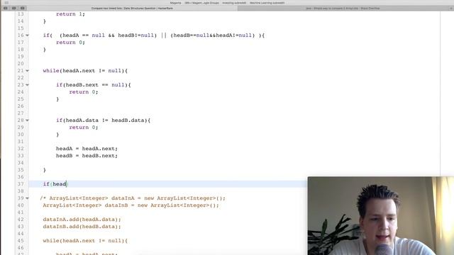 Comparing LinkedLists using Java | HackerRank Challenge | A naive and a smart solution смотреть онлайн