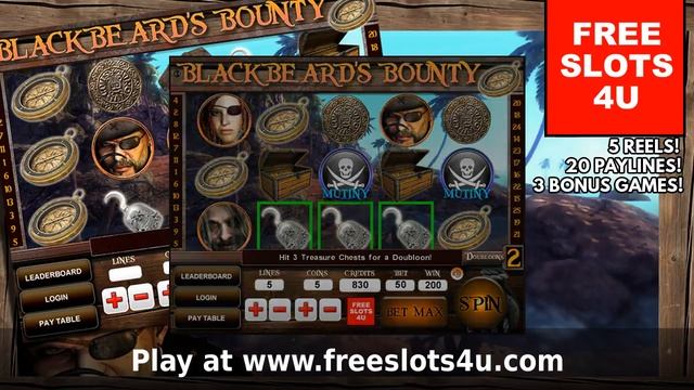 Blackbeards Bounty Slot Machine by FreeSlots4U.com смотреть онлайн