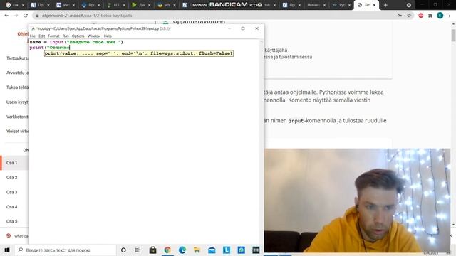 Оператор input и переменные в Python смотреть онлайн
