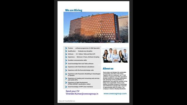 Naukri Software Programmer BIM Developer For Swecogroup C#, Python, Tekla, Revit #Naukri #Software смотреть онлайн