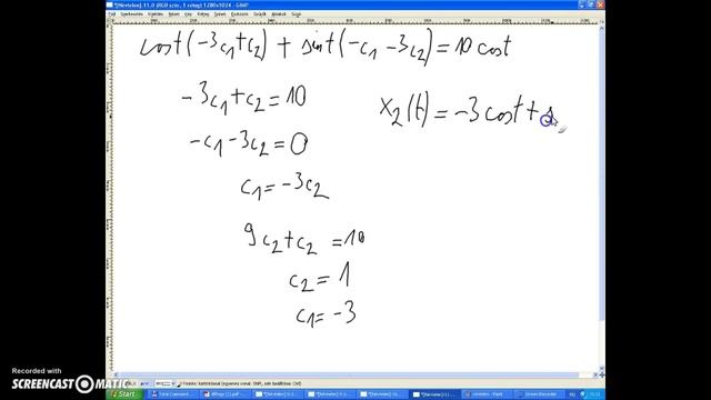 Diff. Egyenletek 2013.10.29. ZH, 4. Feladat, 2. Rész