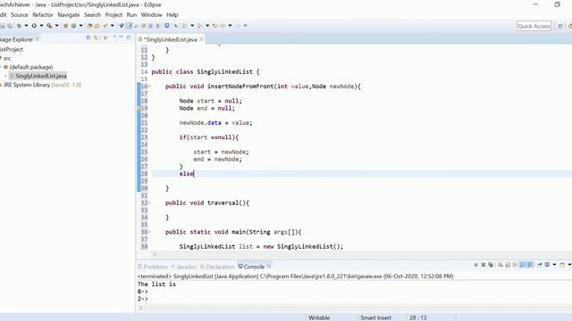 Java program to insert node in List from Front смотреть онлайн