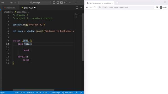 Project #2 | Create a chatbot like messenger using switch | javaScript tutorial for beginners смотреть онлайн
