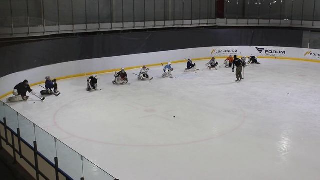 24.04.16 младшая группа вратарей - работа с шайбой