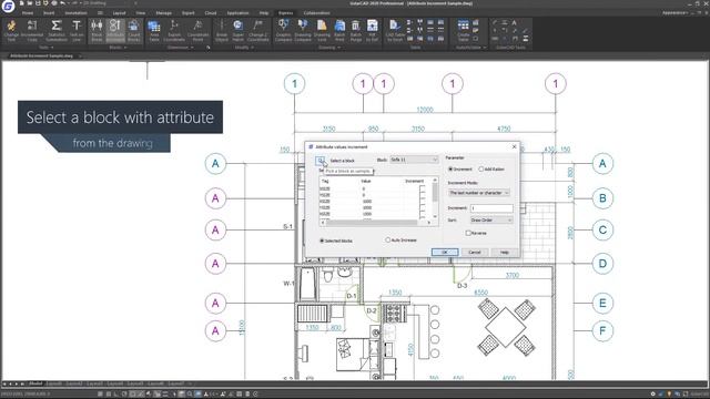 GstarCAD Express Tools: Attribute Increment смотреть онлайн