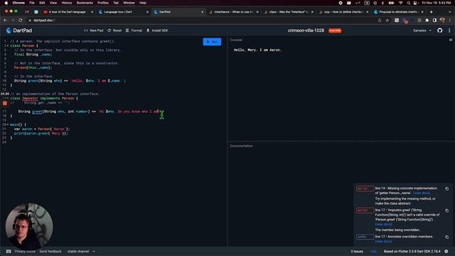 Dart Language Tour - Implicit interfaces смотреть онлайн
