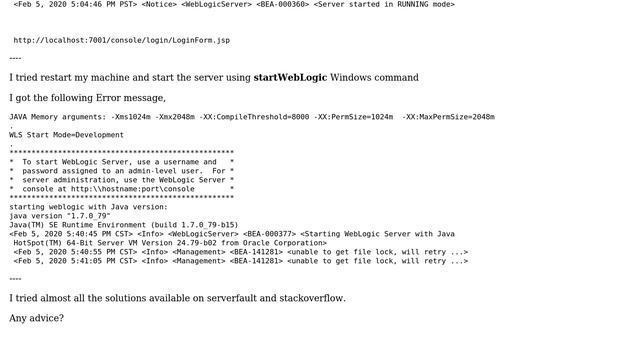 DevOps & SysAdmins: weblogic server Stopped, Error connecting to WebLogic domain смотреть онлайн