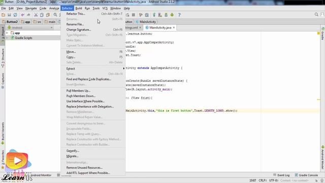 Android Tutorial for Beginners #24 Button onClick Method 1B смотреть онлайн