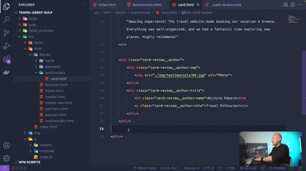 Travel Agent 2/4. HTML верстка на Gulp сборке. Swiper slider, анимации Scroll Reveal