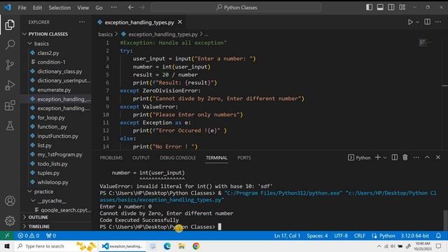 except Exception as e - Handle all built-in Python exceptions with except Exception - Part - 3 смотреть онлайн