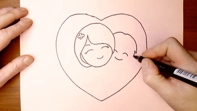 Как нарисовать обнимающихся маму и сына, простые рисунки для срисовки смотреть онлайн