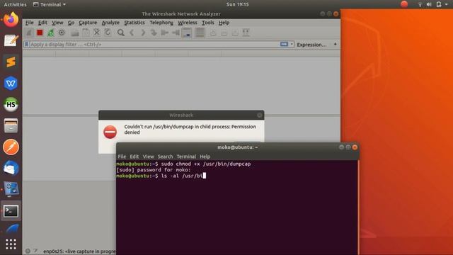 Wireshark error - Couldn't run usr-bin-dumpcap in child process: Permission denied смотреть онлайн