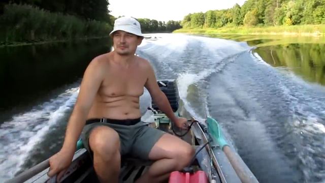 Казанка-1, Москвой-М, два человека и вещи. скорость и обороты. смотреть онлайн