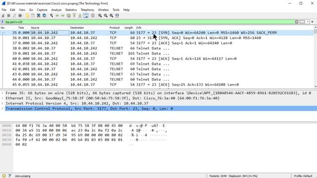 wireshark class - telnet смотреть онлайн