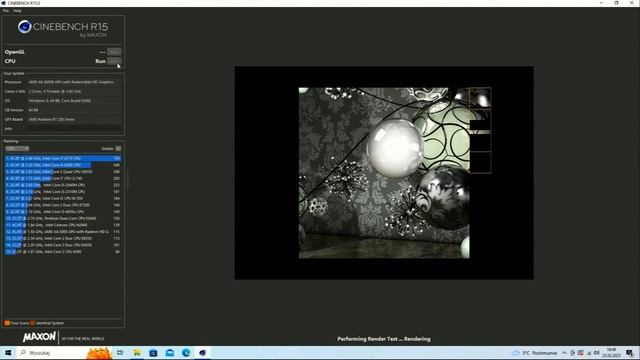 Cinebench R15 AMD A8-5600K 3.60 GHz смотреть онлайн