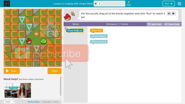 Code.org Programming with Angry Birds | Part 2 Answer Explained | Express Lesson 1 Course C Lesson смотреть онлайн