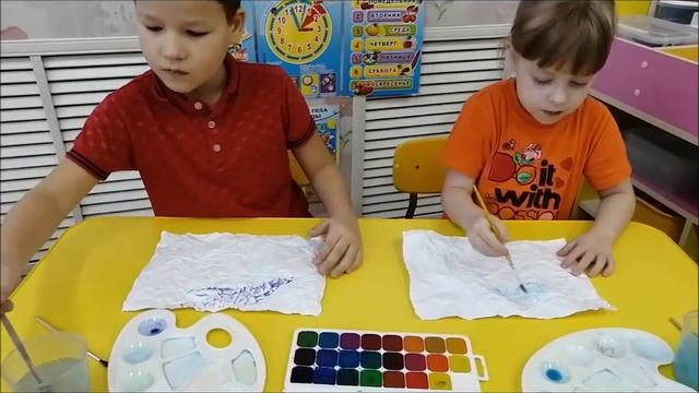 Рисование акварелью на мятой бумаге "Заснеженный лес" смотреть онлайн