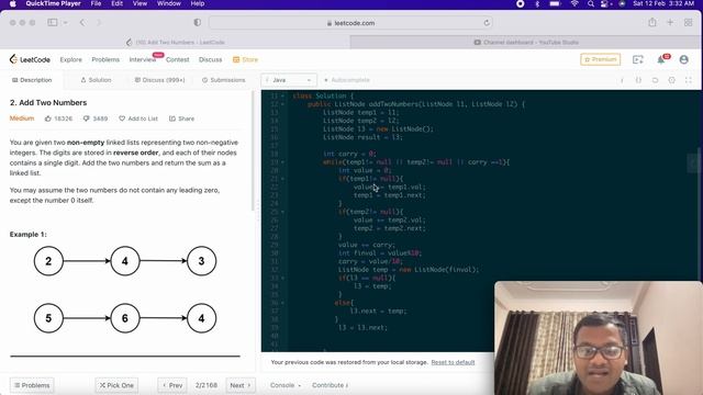 Add two Numbers LeetCode смотреть онлайн