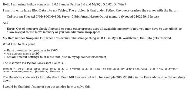 Unix & Linux: Python MySQL writing longblob смотреть онлайн