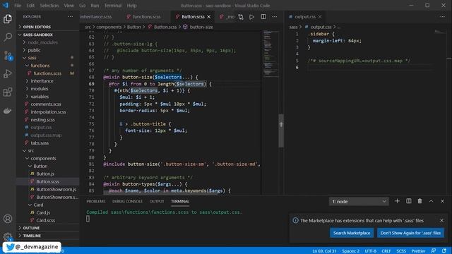 Как написать функцию в Sass?