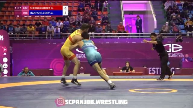 Чемпионат Азия Греко-римская борьба. Shermakhanbet M (KAZ) Vs. Maxmud Baxshilloyev (UZB) #KAZ #UZB