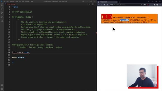 02 - Sıfırdan PHP ve MYSQL Dersleri - Değişkenler (Variables) смотреть онлайн