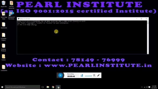 Working with decrement Operator in For Loop in Python by Pearl Institute - Part 25 смотреть онлайн