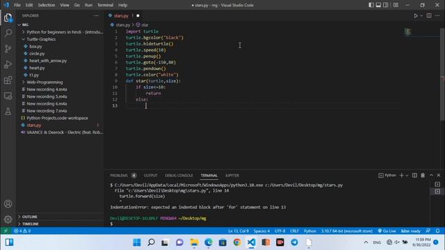make Cool Stars in Turtle Graphics | amazing Design in Turtle in Python смотреть онлайн