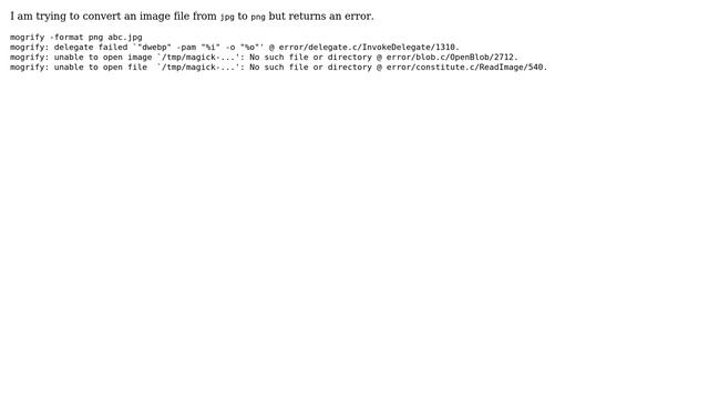 Error using imageMagick's mogrify "delegate failed" смотреть онлайн