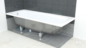 Установка стальной ванны BLB на металлические ножки с резьбой.