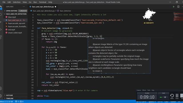 Perform Face and Eye detection using HAAR CASCADE classifier in OpenCV | AI SOCIETY | Sameer Nigam смотреть онлайн