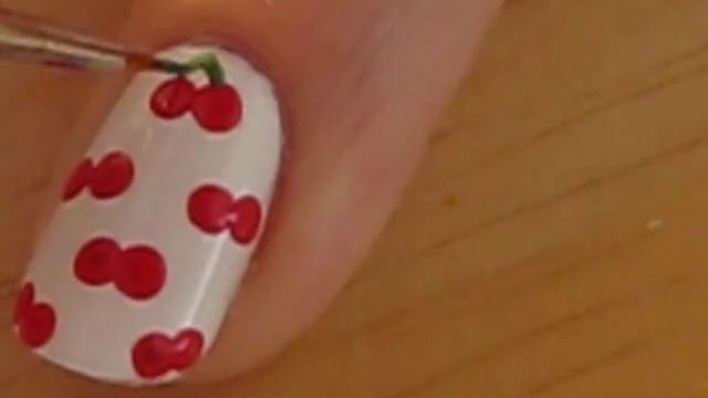 Cherry Nail Art For Short Nails