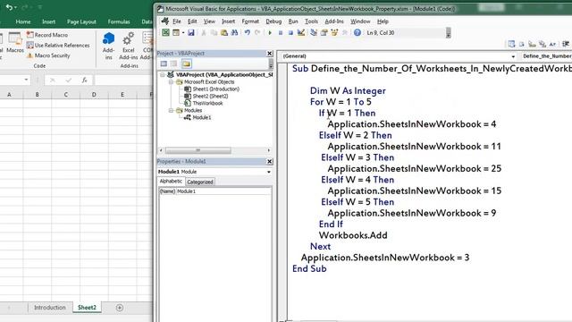 VBA Application Object -- Sheets In New Workbook Property смотреть онлайн