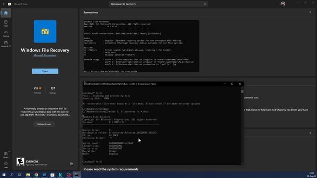 Windows File Recovery กู้คืนไฟล์ Windows 10 , Windows 11  ฟรีๆ