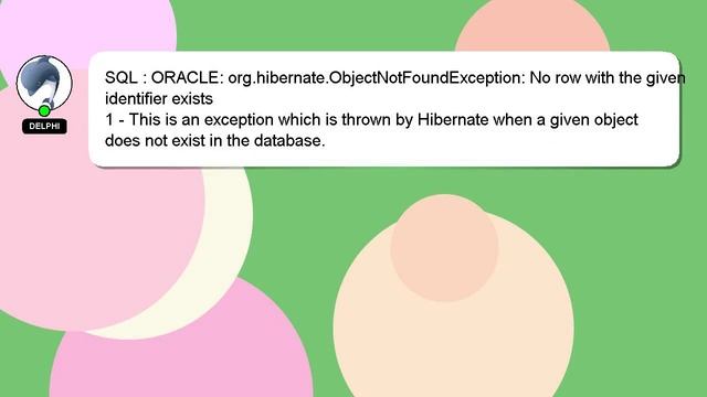 SQL : ORACLE: org.hibernate.ObjectNotFoundException: No row with the given identifier exists смотреть онлайн