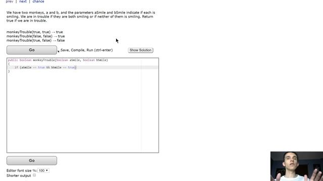 Java Tutorial For Beginners | CodingBat Java | Warmup-1 monkeyTrouble смотреть онлайн