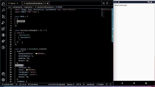 #20 React Native Section List | In Sections | Key Extractor | Title & Tiles of Items смотреть онлайн