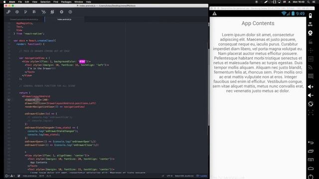 React Native: DrawerLayoutAndroid demo смотреть онлайн